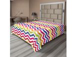 Abakuhaus Lenzuolo Angolare, Motivo A Zig Zag Arcobaleno Colorato Divertimento Festoso Design Artistico, Lenzuolo Morbido E Confortevole Per Un Letto Decorativo 1 Pezzo 244 Cm X 205 Cm, Multicolore
