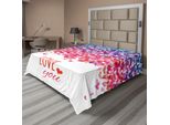 Abakuhaus Amore Lenzuola, Cuori E Amore Messaggio San Valentino Romantico Ispirato Primavera Arte, Morbido E Confortevole Lenzuolo Superiore Per Un Letto Decorativo 1 Pezzo 275 Cm X 260 Cm, Multicolore