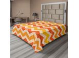 Abakuhaus Lenzuolo Angolare, Motivo Geometrico Ondulato, Colori Caldi E Vivaci, Grafica Decorativa Vintage, Lenzuolo Morbido E Confortevole Per Un Letto Decorativo, 1 Pezzo, 275 Cm X 260 Cm, Arancione, Crema, Giallo