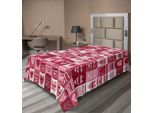 Abakuhaus Lenzuola, Cuori Per San Valentino Motivo Geometrico Artistico A Quadrati Verificato Lenzuolo Morbido E Confortevole Per Un Letto Decorativo 1 Pezzo 190 Cm X 100 Cm, Rosa Secca Bianca