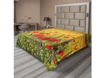 Abakuhaus Lenzuolo Con Fiori, Un Campo Colorato Con Papaveri Gialli Che Fioriscono Su Un Terreno Agricolo Lavanda, Paesaggio Collinare, Lenzuolo Morbido E Confortevole Per Un Letto Decorativo, 1 Pezzo, 266 Cm X 260 Cm, Giallo, Rosso, Verde