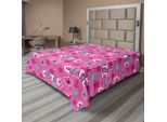 Abakuhaus Lenzuolo Da Letto Femminile, Scritta Cutie Con Motivo A Corona E Illustrazione Con Silhouette Di Fiori, Lenzuolo Superiore Morbido E Confortevole Per Un Letto Decorativo 1 Pezzo 275 Cm X 260 Cm, Colore Fucsia