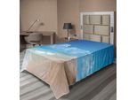 Abakuhaus Lenzuolo Hawaiano, Nuvole, Costa Tropicale, Oceano Ondulato All'orizzonte, Paesaggio Estivo, Lenzuolo Morbido E Confortevole Per Un Letto Decorativo, 1 Pezzo, 260 Cm X 168 Cm, Blu Turchese