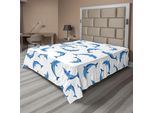 Abakuhaus Lenzuolo Con Motivi Marini, Con Delfini Tra Gli Animali Marini Che Nuotano Creature Acquatiche, Lenzuolo Morbido E Confortevole Per Un Letto Decorativo 1 Pezzo 266 Cm X 260 Cm, Blu E Bianco