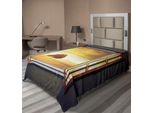 Abakuhaus Lenzuolo Primaverile, Una Finestra Aperta Su Un Paesaggio Primaverile Soleggiato Con Uccellini, Morbido E Confortevole Lenzuolo Superiore Per Un Letto Decorativo 1 Pezzo 260 Cm X 168 Cm, Grigio Marigold Marrone