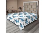 Abakuhaus Lenzuolo Con Motivi Marini, Feroce Predatore Squalo Selvaggio Nuoto Denti Affilati Morso Tema Marino, Lenzuolo Morbido E Confortevole Per Un Letto Decorativo 1 Pezzo 275 Cm X 260 Cm, Blu Bianco