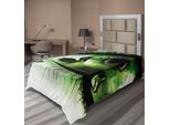 Abakuhaus Lenzuolo Astratto, Grafica Astratta Naturale Con Cigno, Occhio E Farfalla In Volo, Lenzuolo Morbido E Confortevole Per Un Letto Decorativo 1 Pezzo 260 Cm X 168 Cm, Verde Nero Bianco