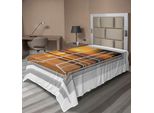 Abakuhaus Lenzuolo Ocean, Finestra Aperta Con Tramonto Sull'oceano, Cielo Tropicale, Natura, Vacanze, Stampa Artistica, Lenzuolo Morbido E Confortevole Per Un Letto Decorativo, 1 Pezzo, 260 Cm X 168 Cm, Albicocca