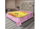 Abakuhaus Lenzuolo Da Letto Femminile, Adorabile Principessa Con Tiara E Cuori Sullo Sfondo, Grafica Divertente, Lenzuolo Morbido E Confortevole Per Un Letto Decorativo, 1 Pezzo, 260 Cm X 228 Cm, Giallo E Rosa