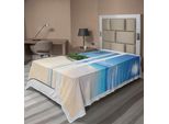 Abakuhaus Lenzuolo Ocean, Vista Mare Dalla Finestra Sul Paesaggio Islandese, Destinazione Turistica, Lenzuolo Morbido E Confortevole Per Un Letto Decorativo, 1 Pezzo 190 Cm X 100 Cm, Bianco Crema Blu