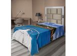 Abakuhaus Lenzuolo Per Barca A Vela, Isola Tropicale E Barca Viaggio Esotico Destinazioni Di Viaggio Vacanze, Lenzuolo Morbido E Confortevole Per Un Letto Decorativo 1 Pezzo 190 Cm X 100 Cm, Avorio Verde Blu