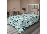Abakuhaus Lenzuolo Turchese, Pois, Rombi, Forme A Diamante, Motivi Geometrici Colorati, Grafica, Lenzuolo Morbido E Confortevole Per Un Letto Decorativo, 1 Pezzo, 260 Cm X 168 Cm, Multicolore Turchese