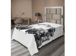 Abakuhaus Lenzuolo Vittoriano, Gentili Signori Arte Antica Arco Floreale Fiori Lascia La Cultura Occidentale, Morbido E Confortevole Lenzuolo Superiore Per Un Letto Decorativo 1 Pezzo 260 Cm X 168 Cm, Bianco Nero