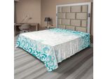 Abakuhaus Lenzuolo Turchese, Motivo Floreale Astratto, Illustrazione Artistica Classica, Lenzuolo Morbido E Confortevole Per Un Letto Decorativo, 1 Pezzo, 244 Cm X 205 Cm, Verde Acqua, Turchese, Bianco