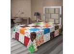 Lenzuolo Retrò Abakuhaus, Grande Patchwork Con Motivi Tradizionali Classici, Vintage E Festivi, Morbido E Confortevole Lenzuolo Superiore Per Un Letto Decorativo 1 Pezzo 260 Cm X 168 Cm, Multicolore