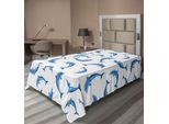 Abakuhaus Lenzuolo Con Motivi Marini, Con Delfini Tra Gli Animali Marini Che Nuotano Creature Acquatiche, Lenzuolo Morbido E Confortevole Per Un Letto Decorativo 1 Pezzo 260 Cm X 168 Cm, Blu E Bianco