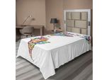 Abakuhaus Lenzuolo Fernweh, Mappa Del Mondo Nord-Sud America Con Illustrazione Di Farfalle, Lenzuolo Superiore Morbido E Confortevole Per Un Letto Decorativo 1 Pezzo 260 Cm X 168 Cm, Arancione Blu Rosa