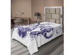 Abakuhaus Fleur De Lis Lenzuolo, Digital Grunge Lily Kaiser Bandiera Regno Vittoriano Tema Imperiale Stampa, Morbido E Confortevole Lenzuolo Superiore Per Un Letto Decorativo 1 Pezzo 260 Cm X 168 Cm, Bianco Viola