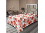 Abakuhaus Lenzuolo Con Fiori, Motivo Papaveri, Ramo, Bouquet, Decorazione, Colori Tenui Classici, Grafica, Lenzuolo Morbido E Confortevole Per Un Letto Decorativo, 1 Pezzo, 260 Cm X 168 Cm, Scarlatto E Verde