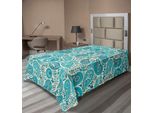 Abakuhaus Lenzuolo Turchese, Motivi Floreali Antichi, Motivi Etnici Simili A Lacrime, Lenzuolo Morbido E Confortevole Per Un Letto Decorativo, 1 Pezzo, 260 Cm X 168 Cm, Acquamarina Verde Acqua