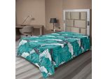 Abakuhaus Lenzuolo Con Motivi Marini, Oceano Ondulato Con Delfini E Surfisti, Stampa Artistica, Lenzuolo Morbido E Confortevole Per Un Letto Decorativo, 1 Pezzo, 190 Cm X 100 Cm, Grigio Antracite, Verde Acqua E Bianco.