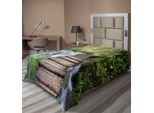 Abakuhaus Lenzuolo Jungle, Passerella Di Legno Lungo Il Fiume Nella Verde Giungla Waterscape, Morbido E Confortevole Lenzuolo Superiore Per Un Letto Decorativo 1 Pezzo 190 Cm X 100 Cm, Bianco Marrone Verde