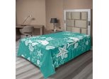 Abakuhaus Lenzuolo Con Motivi Marini, Delfini Fiori Sea Life Motivo Floreale Stella Marina Corallo Conchiglia Carta Da Parati, Lenzuolo Morbido E Confortevole Per Un Letto Decorativo 1 Pezzo 260 Cm X 168 Cm, Verde Mare Bianco