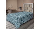Abakuhaus Lenzuolo Vittoriano, Moderno Stile Country Art Estratto Illustrato Antiquariato Stampa Vintage, Morbido E Confortevole Lenzuolo Superiore Per Un Letto Decorativo 1 Pezzo 260 Cm X 168 Cm, Blu Navy Crema