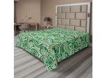 Abakuhaus Lenzuolo Asiatico, Classico Motivo Paisley Con Illustrazioni Floreali E Motivi Retrò, Lenzuolo Morbido E Confortevole Per Un Letto Decorativo 1 Pezzo 275 Cm X 260 Cm, Verde Nero
