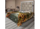 Abakuhaus Lenzuolo Paesaggistico, Passerella Di Legno Nella Foresta Wilderness Getaway Sentiero Escursionistico Estate Escursione, Lenzuolo Morbido E Confortevole Per Un Letto Decorativo 1 Pezzo 275 Cm X 260 Cm, Arancione Verde Marrone