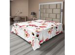 Abakuhaus Lenzuolo Con Fiori, Motivo Con Illustrazione Di Rami Di Papaveri Effetto Acquerello, Lenzuolo Morbido E Confortevole Per Un Letto Decorativo 1 Pezzo 275 Cm X 260 Cm, Multicolore