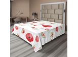 Abakuhaus Lenzuolo Con Fiori, Motivo Vintage Con Papaveri E Farfalle, Stampa Artistica A Tema Romantico, Lenzuolo Morbido E Confortevole Per Un Letto Decorativo, 1 Pezzo, 266 Cm X 260 Cm, Cocco E Rosso