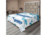 Abakuhaus Lenzuolo Con Animali Marini, Stampa Realistica E Colorata Di Balena, Animale Pericoloso, Lenzuolo Morbido E Confortevole Per Un Letto Decorativo, 1 Pezzo, 260 Cm X 228 Cm, Blu E Bianco