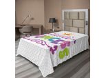 Abakuhaus Lenzuolo Da Letto Femminile, "Little Princess"" Scritta Su Sfondo A Pois Con Allegra Illustrazione, Morbido E Confortevole Lenzuolo Superiore Per Un Letto Decorativo 1 Pezzo 190 Cm X 100 Cm, Colore Fucsia Verde"