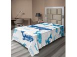 Abakuhaus Lenzuolo Con Animali Marini, Stampa Realistica E Colorata Di Balena, Animale Pericoloso, Lenzuolo Morbido E Confortevole Per Un Letto Decorativo, 1 Pezzo, 260 Cm X 168 Cm, Blu E Bianco