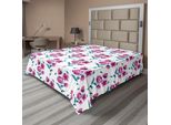 Abakuhaus Lenzuolo Con Fiori, Papaveri Decorativo Stile Vintage Disegno Foglie Boccioli Grafica Botanica, Morbido E Confortevole Lenzuolo Superiore Per Un Letto Decorativo 1 Pezzo 260 Cm X 228 Cm, Fucsia E Blu Petrolio