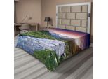 Abakuhaus Lenzuolo Asiatico, Gonne Colorate Con Cielo Nuvoloso Shkhara Svaneti Georgia Caucasus Mountains, Lenzuolo Superiore Morbido E Confortevole Per Un Letto Decorativo 1 Pezzo 266 Cm X 260 Cm, Verde Felce Azzurro
