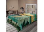 Abakuhaus Lenzuolo Hawaiano, Alba Sulla Baia Di Hanauma Oahu Hawaii Raggi Di Sole Costa Stampa, Morbido E Confortevole Lenzuolo Superiore Per Un Letto Decorativo 1 Pezzo 190 Cm X 100 Cm, Turchese Verde Giallo