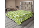 Abakuhaus Lenzuolo Colibrì, Fiori Tropicali Con Colibrì In Volo Natura Selvaggia In Fiore, Morbido E Confortevole Lenzuolo Superiore Per Un Letto Decorativo 1 Pezzo 260 Cm X 228 Cm, Verde Lime Crema Blu