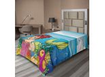 Abakuhaus Lenzuolo Subacqueo, Illustrazione Di Una Sirena Sorridente Sotto L'isola Di Palme Del Giardino Marino, Lenzuolo Morbido E Confortevole Per Un Letto Decorativo, 1 Pezzo, 260 Cm X 168 Cm, Multicolore