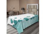 Abakuhaus Lenzuolo Turchese, San Valentino Romantic Art Con Cuori Stelle Matrimonio Felicità Tema, Morbido E Confortevole Lenzuolo Superiore Per Un Letto Decorativo 1 Pezzo 260 Cm X 168 Cm, Turchese Verde Acqua Bianco