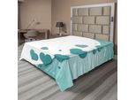 Abakuhaus Lenzuolo Turchese, San Valentino Romantic Art Con Cuori Stelle Matrimonio Felicità Tema, Morbido E Confortevole Lenzuolo Superiore Per Un Letto Decorativo 1 Pezzo 260 Cm X 228 Cm, Turchese Verde Acqua Bianco