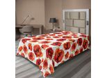 Abakuhaus Lenzuolo Con Fiori, Motivo Floreale Con Papaveri, Tessuto Di Design, Stampa Greenfield, Lenzuolo Morbido E Confortevole Per Un Letto Decorativo, 1 Pezzo, 260 Cm X 168 Cm, Rosso Scarlatto E Bianco