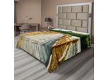 Abakuhaus Lenzuolo Paesaggistico, Ponti In Legno Da Costruzione, Attrazione Turistica Color Oro, Fiume, Paesaggio Acquatico In Movimento, Lenzuolo Morbido E Confortevole Per Un Letto Decorativo, 1 Pezzo, 275 Cm X 260 Cm, Senape, Marrone Chiaro, Verde.