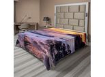 Abakuhaus Lenzuolo Hawaiano, Alba Colorata Sulla Baia Di Halona, Spiaggia Dell'eternità, Oahu Foggy Seascape, Morbido E Confortevole Lenzuolo Superiore Per Un Letto Decorativo, 1 Pezzo, 266 Cm X 260 Cm, Giallo, Arancione, Viola