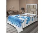 Abakuhaus Lenzuolo Con Animali Marini, Delfino Che Salta, Personaggi Animali, Stile Cartoon, Spruzzi D'acqua, Estate Dei Bambini, Lenzuolo Morbido E Confortevole Per Un Letto Decorativo, 1 Pezzo, 190 Cm X 100 Cm, Blu Grigio
