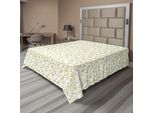 Abakuhaus Lenzuolo Con Fiori, Motivo Floreale Botanico, Allegro E Solare, Illustrazione Decorativa Semplice, Lenzuolo Morbido E Confortevole Per Un Letto Decorativo, 1 Pezzo, 244 Cm X 205 Cm, Verde Chiaro E Bianco.