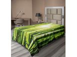 Abakuhaus Lenzuolo Asiatico, Foresta Di Bambù Asiatica, Raggi Di Sole, Scena Nella Giungla, Lenzuolo Morbido E Confortevole Per Un Letto Decorativo, 1 Pezzo, 190 Cm X 100 Cm, Verde Lime E Giallo