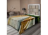 Abakuhaus Lenzuolo Paesaggistico, Ponti In Legno Da Costruzione, Attrazione Turistica Dorata, Fiume Travelling Waterscape, Lenzuolo Morbido E Confortevole Per Un Letto Decorativo, 1 Pezzo 260 Cm X 168 Cm, Senape, Marrone Chiaro, Verde
