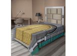 Abakuhaus Lenzuolo Marocchino, Porta Antica Marocchina Pomello Dorato Ornamento Artistico Stampa Artistica, Lenzuolo Morbido E Confortevole Per Un Letto Decorativo 1 Pezzo 260 Cm X 168 Cm, Giallo Verde Acqua Blu